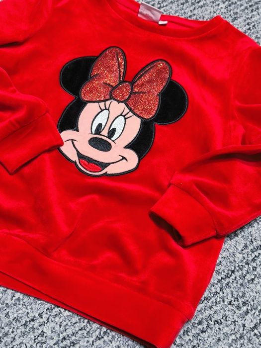 Welurowa piękna bluza Minnie Mouse Disney 110 welur brokat