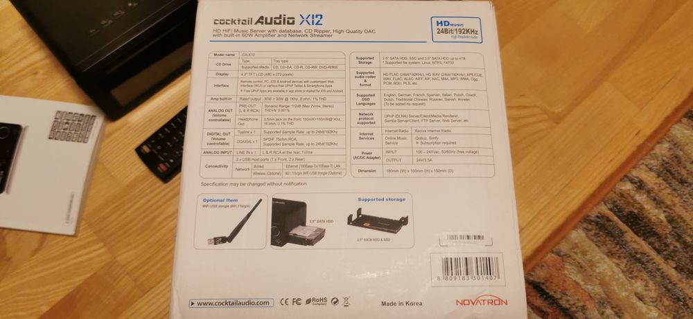 Cocktail Audio X12 serwer, streamer, ripper CD, USB, HDD