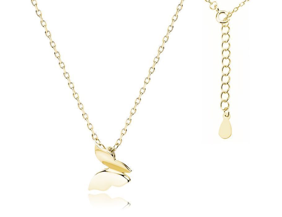 Pozłacany Naszyjnik Gwiazd Gładki Motyl Motylek Z1803Ng