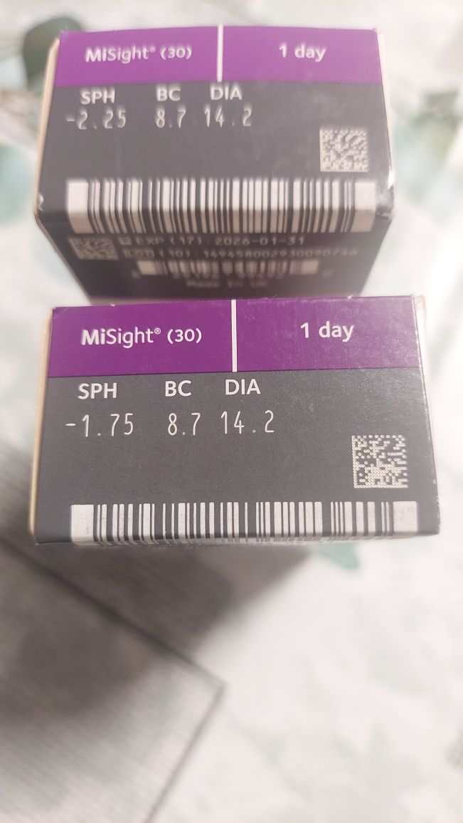 Soczewki kontaktowe 1-dniowe, 30 szt, MiSight -1.75 i -2.25