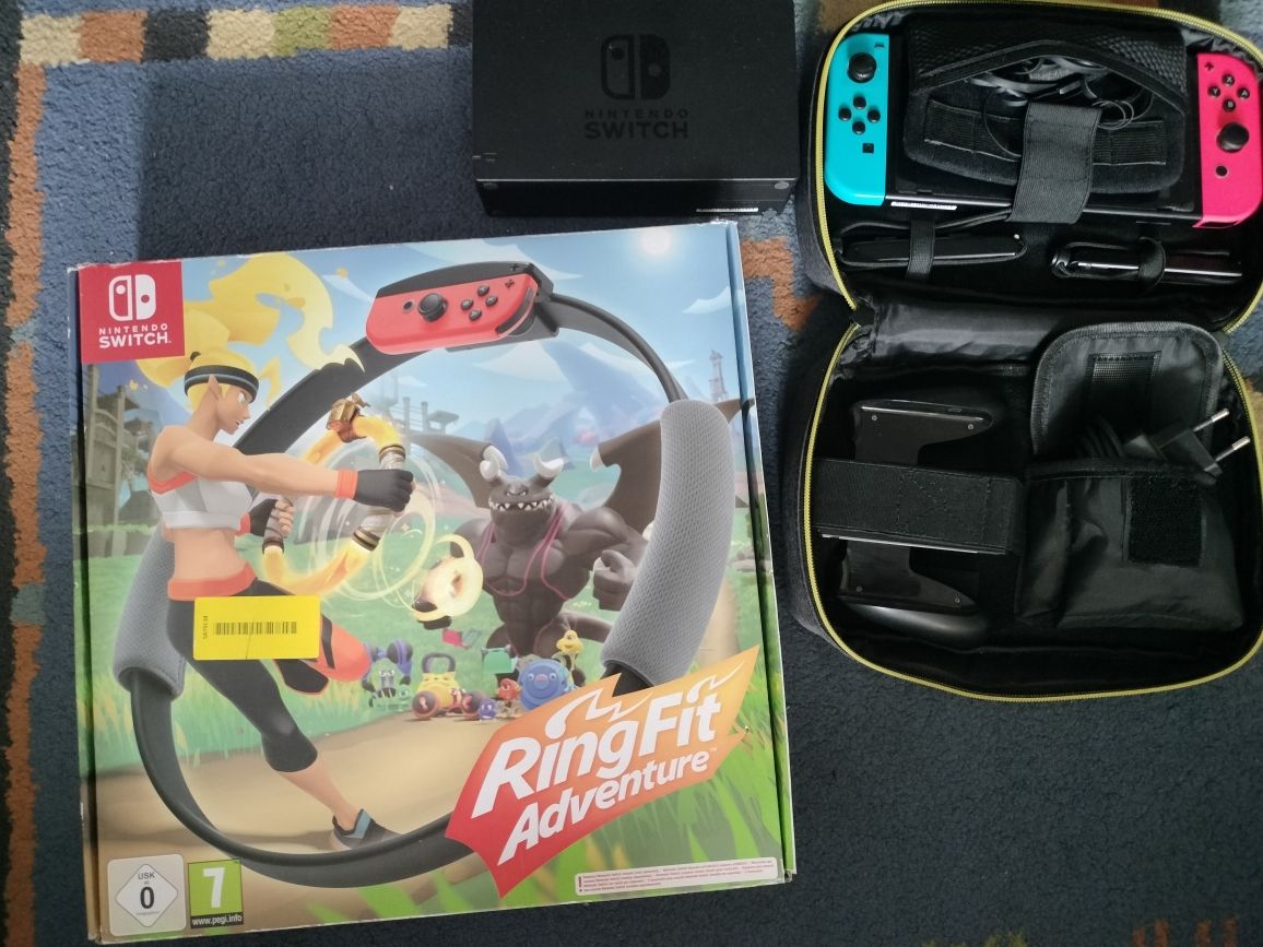Nintendo Switch V2 + Zestaw Ring Fit Adventure + Etui Pokemon