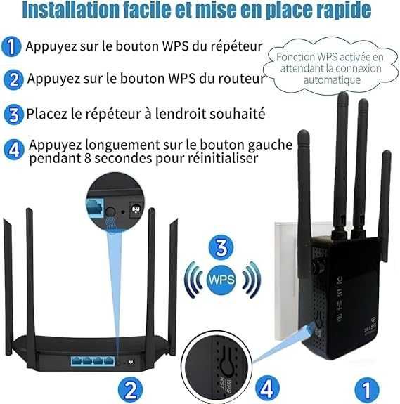 Wzmacniacz WiFi, 1200 Mbps, Dual Band 5 GHz i 2,4 GHz