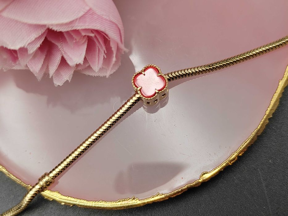 NOWY Złoty Charms Czerwona Koniczyna / Złoto 585