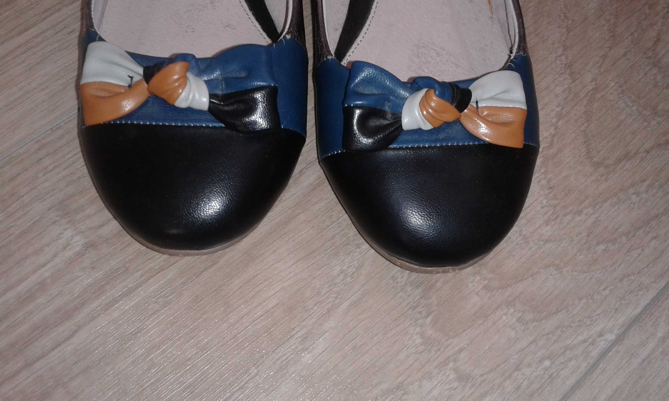 36 Buty przejściowe Baleriny damskie czółenka skóra naturalna LUNAR