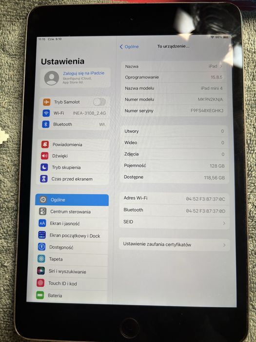 Ipad mini 4 128 sprawny w 100 procentach