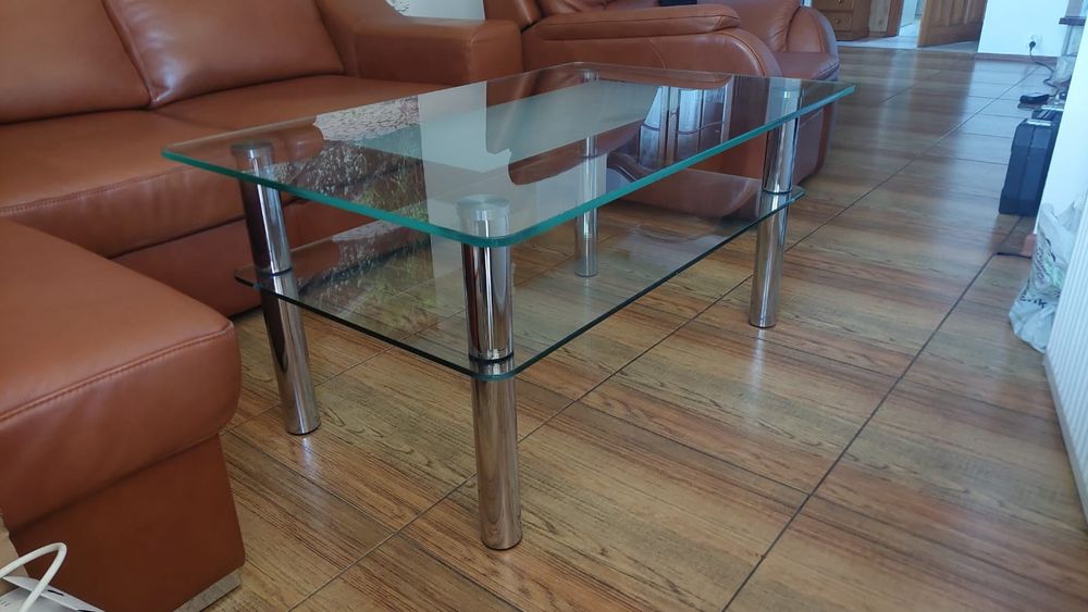 Przepiękny stolik kawowy szkło hartowane