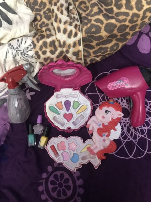 детский набор парикмахера фен, косметика