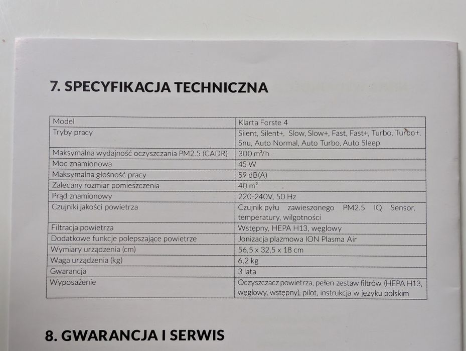 Filtr powietrza Klarta Forste 4 czarny