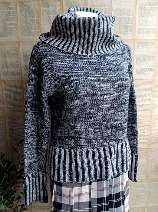 M L biust 51,5x2 Ciepły Klasyk! sweter melanż komin Cowl neck