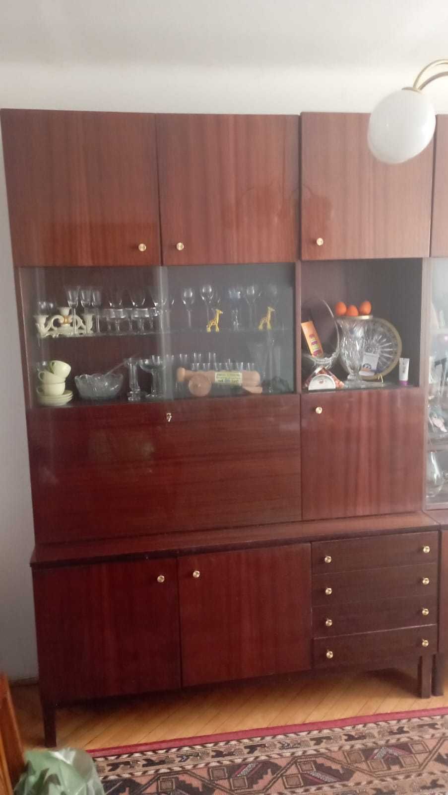 Zestaw mebli ścianka, szafka komoda barek stolik, stół telewizor PRL