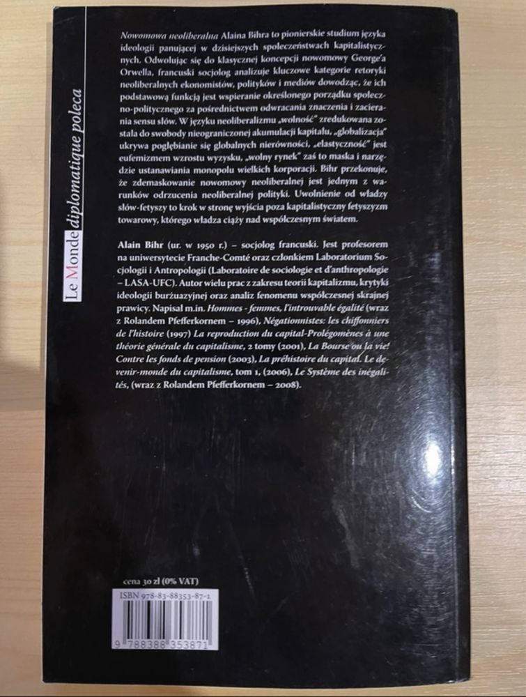 Nowomowa neoliberalna : retoryka kapitalistycznego Alain Bihr