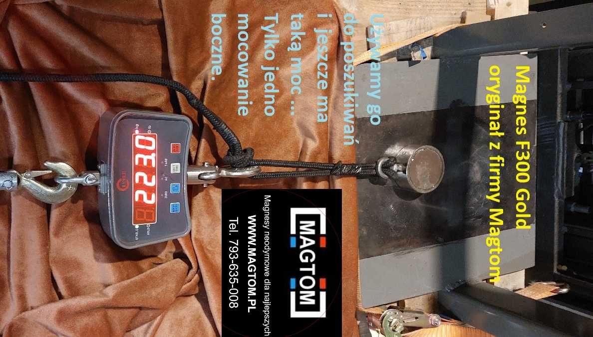 Magnes neodymowy do poszukiwań uchwyt boczny 600kg F300 N50 GOLD