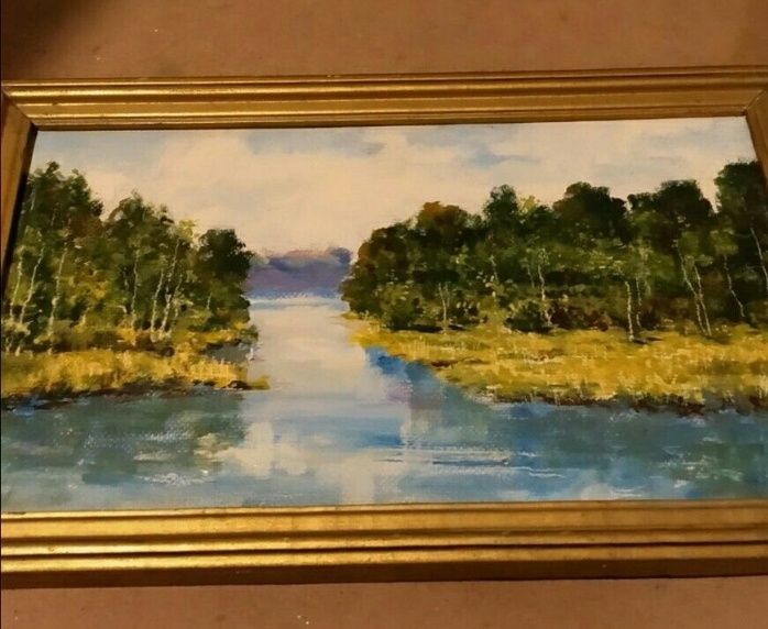 Картина в рамке, масло, художник Калашников