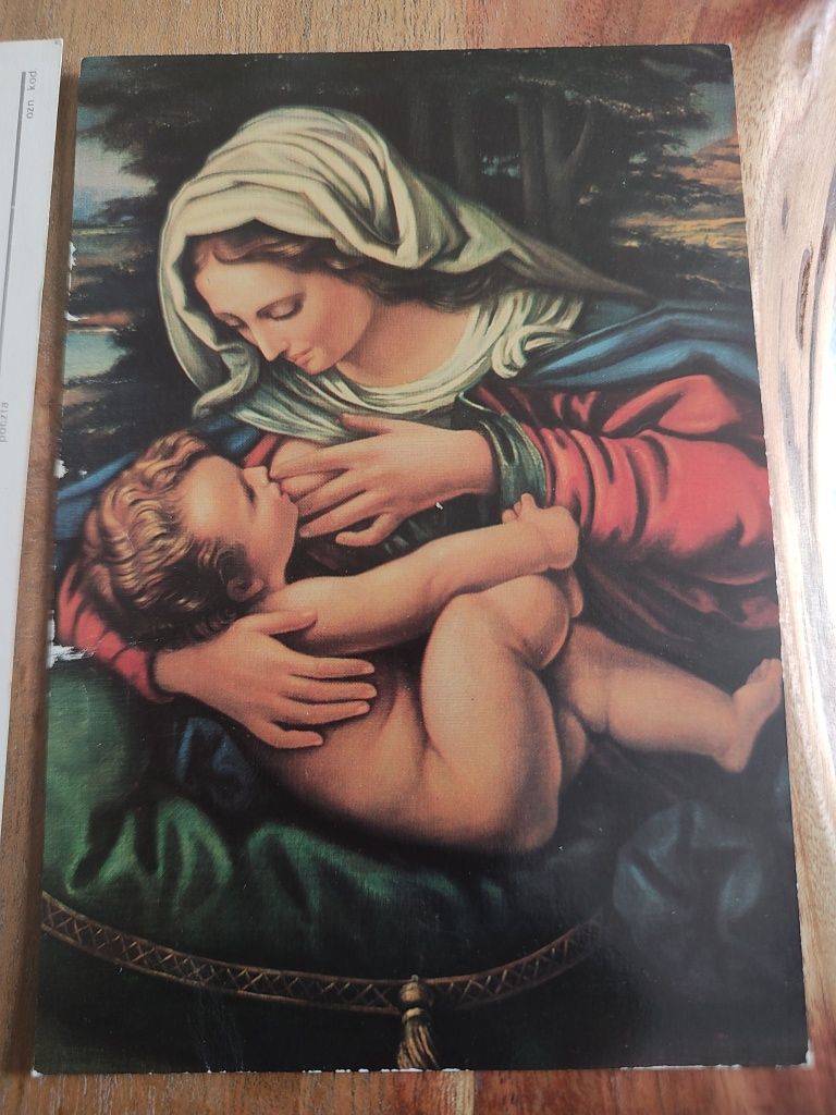 11 pocztówek przedstawiających Matkę Boską z Dzieciątkiem PRL vintage