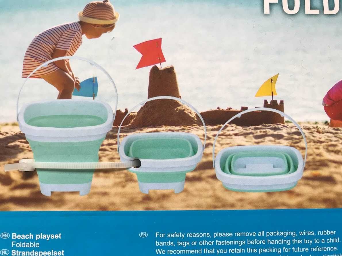 Zestaw wiaderko składane plus akcesoria na plaże Nowe