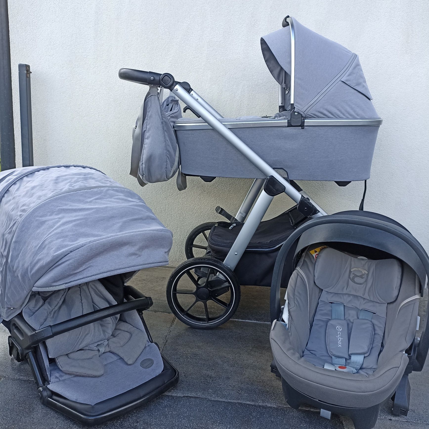 Wózek 3/1 babydesign bueno szary  z fotelikiem cybex