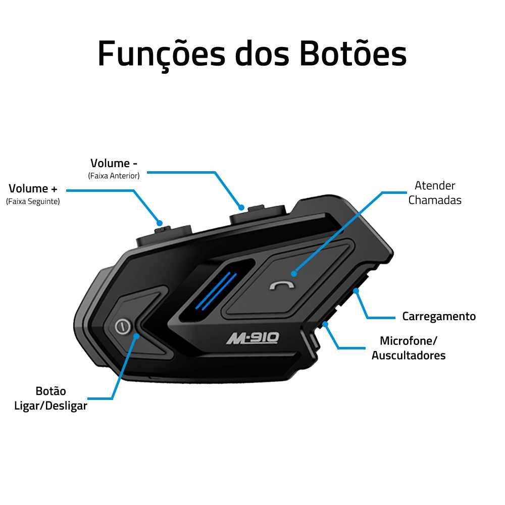 Intercomunicador M910 Pro bluetooth moto 6 utilizadores em simultâneo