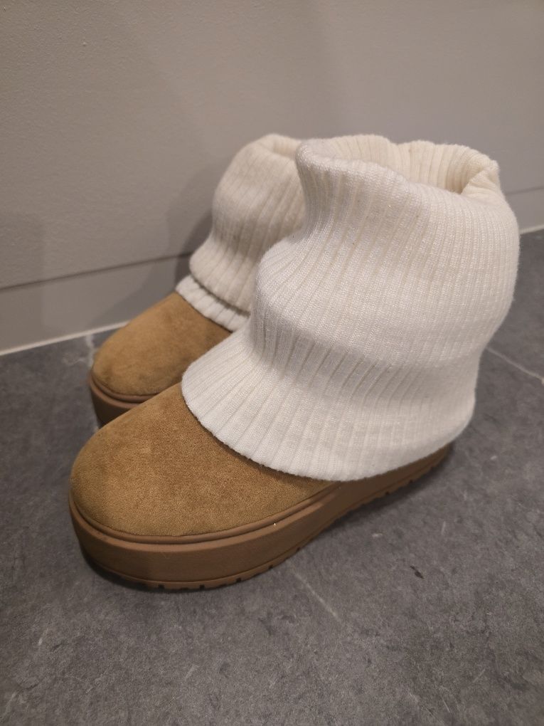 Bershka  botki platforma karmel skarpetka 36 jak nowe ugg