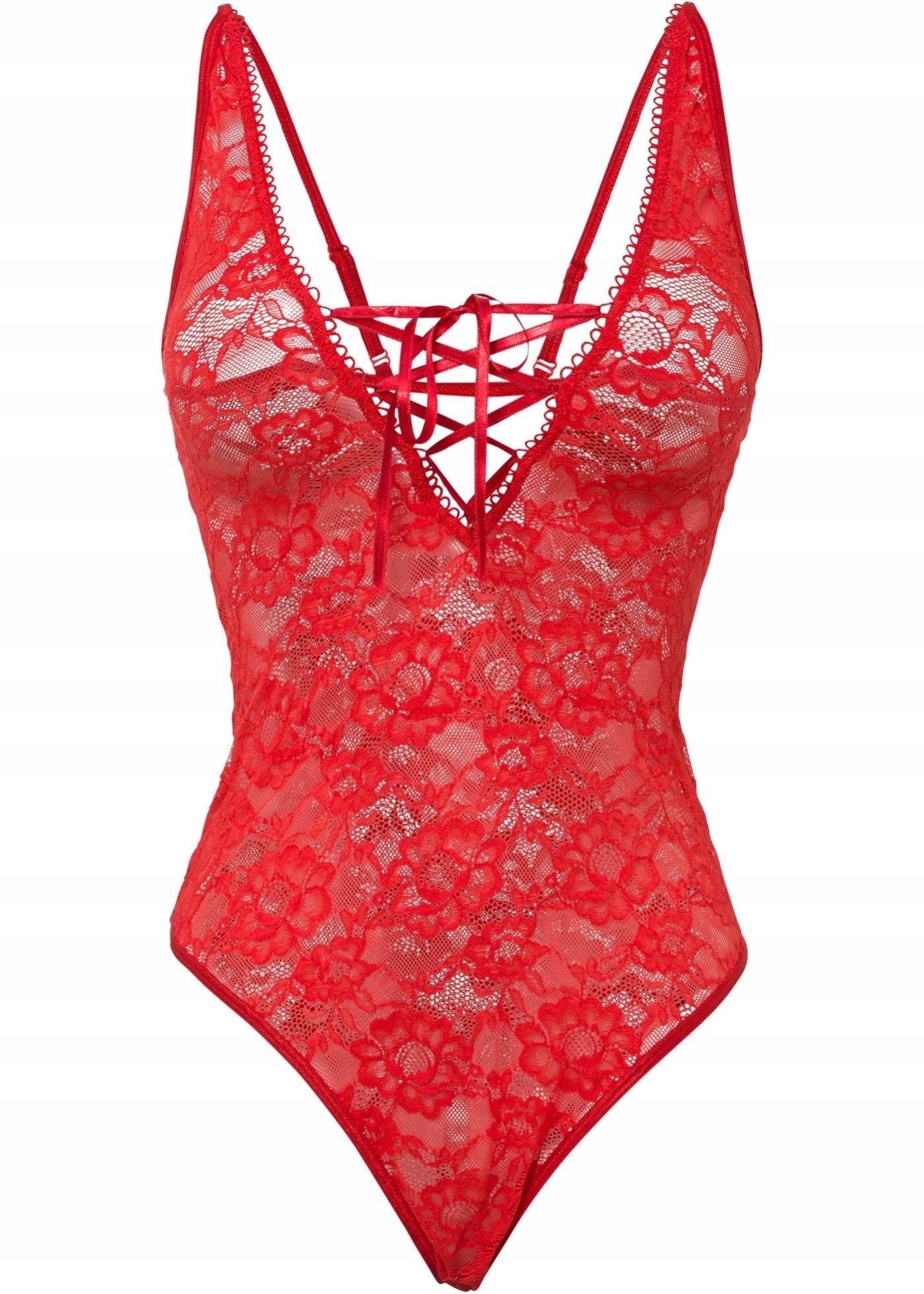 Venus body ze stringami ouvert z koronką czerwone r.40/42