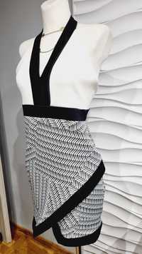 Sukienka krótka biała czarna 38