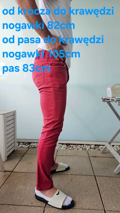 Czerwone spodnie dżinsowe męskie Jacob Cohen Luxury Denim, 32