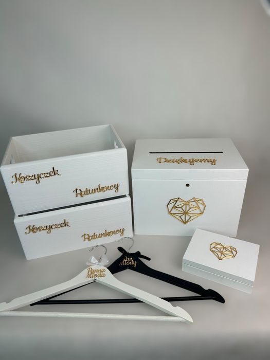 Pudełko na koperty, obrączki, wieszaki, koszyki ratunkowe