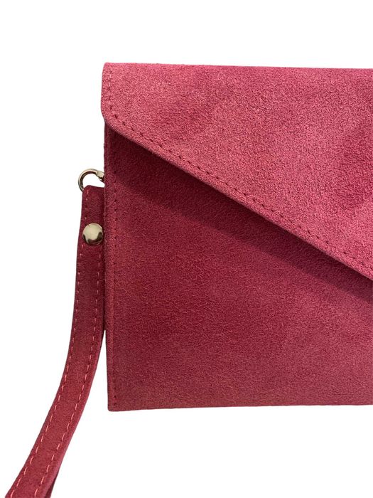 Kopertówka skórzana zamszowa Vera Pelle fuksja