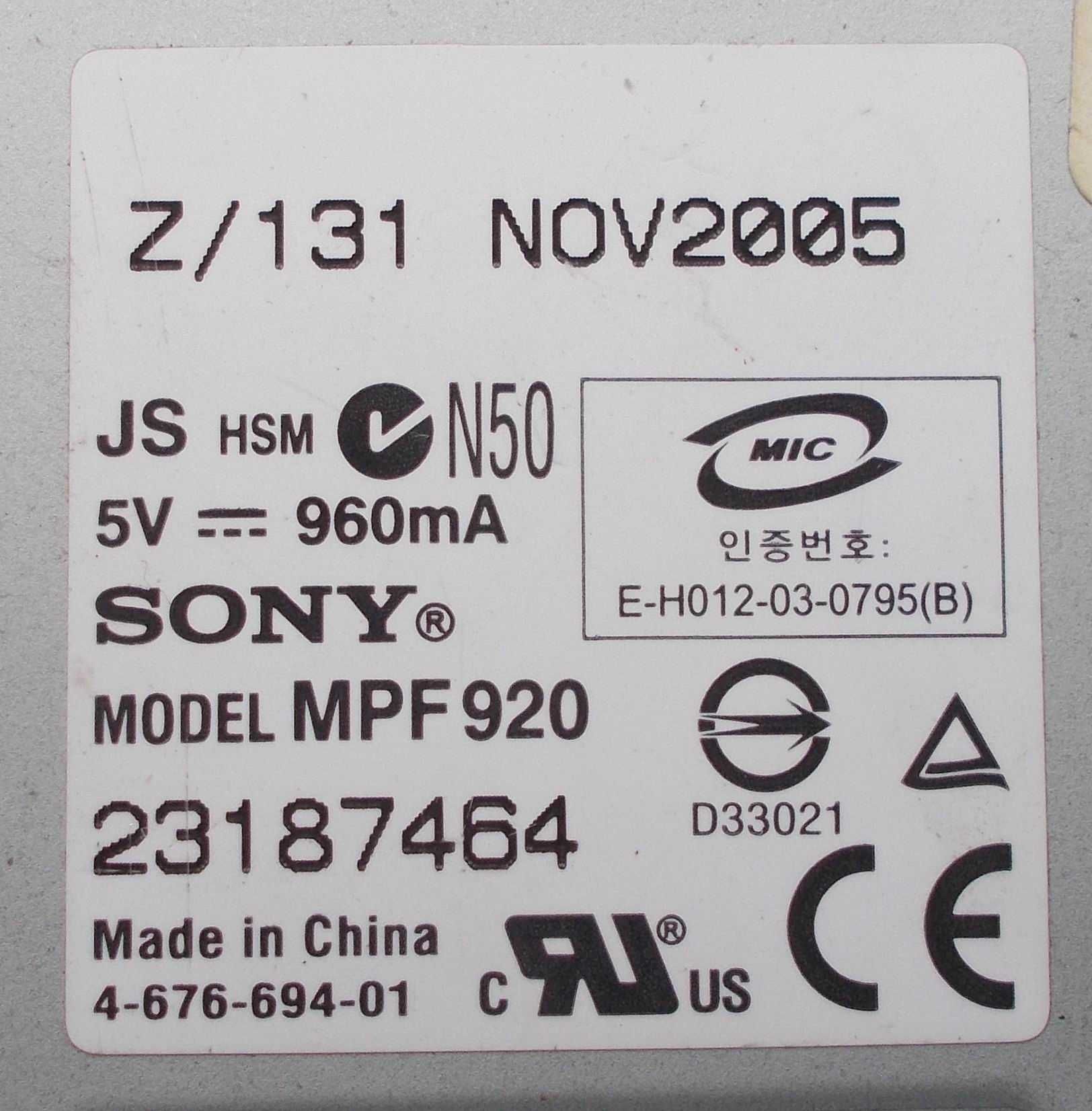 Дисковод FDD 3,5" SONY