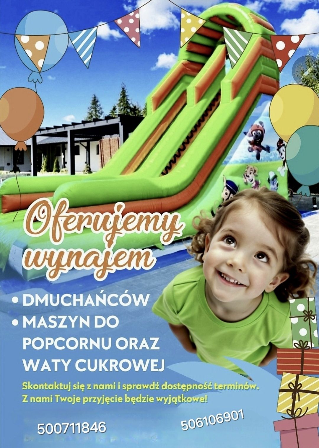 Wynajem dmuchanca maszyna do waty popcornu