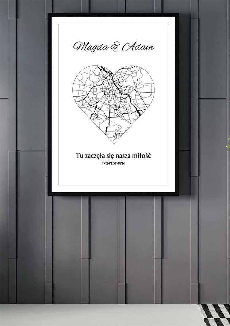 Zaczaruj Chwile – Mapa Waszej Miłości na Rocznice w ramie 50x70cm