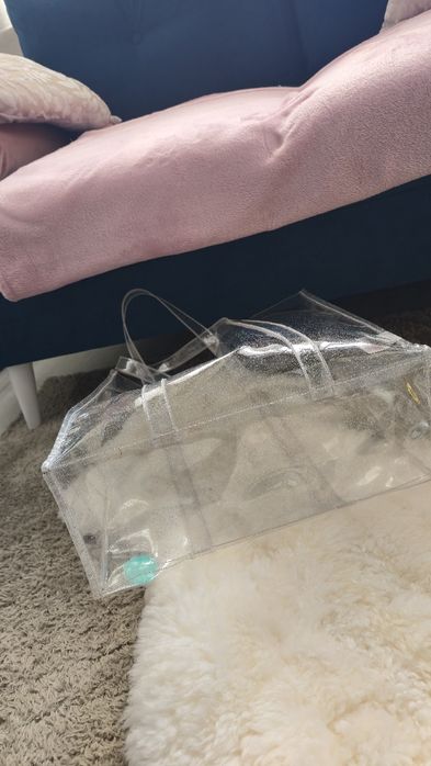 Przezroczysta brokatowa torba shopper bag plażowa na zakupy chupa chup