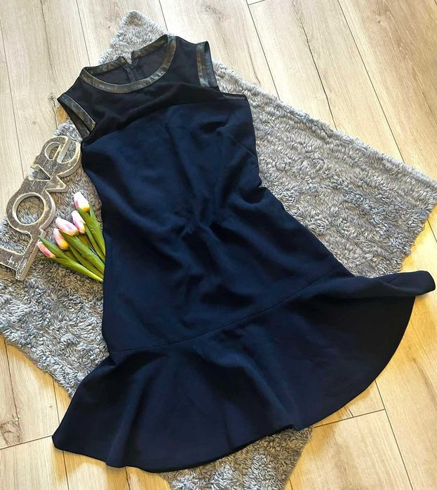 Sandro Paris oryginalna granatowa sukienka mini koktajlowa  r. XS