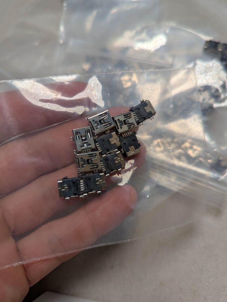 10 шт Гніздо mini USB 5pin, SMD монтажне на плату, USB-MINI-1