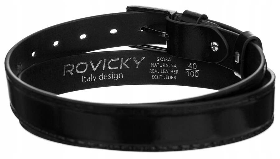 skórzany pasek męski z klasyczną klamrą - rovicky 115