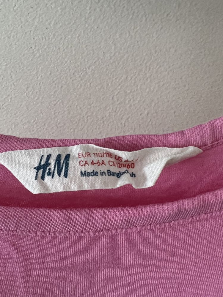 H&M różowa panelowa sukienka na szelkach r. 110,116 4-6 lat