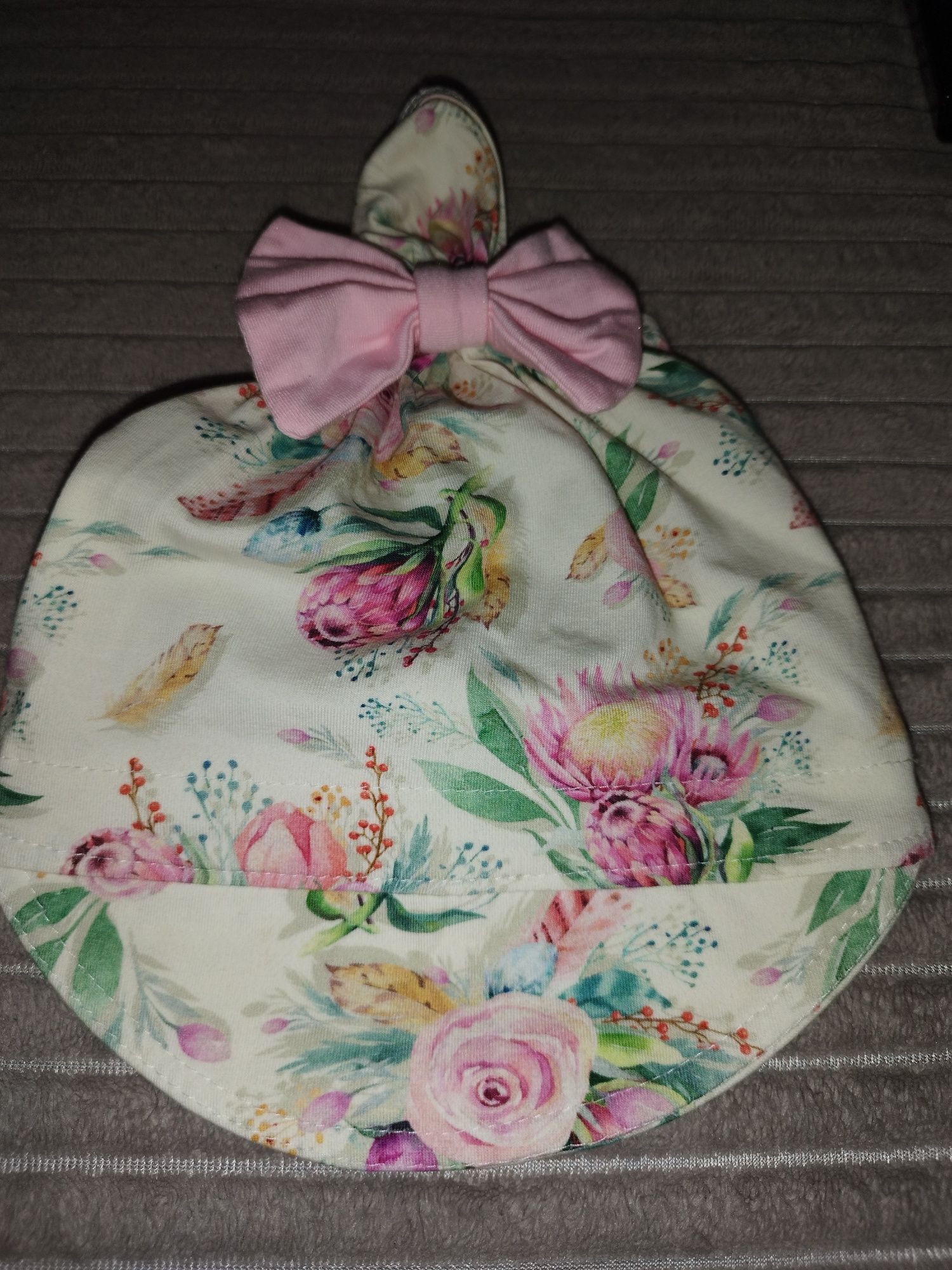 Chustka na głowę dziewczęca handmade Made of Babi  kwiaty