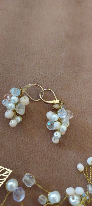 Сережки, кулон, прикраса у волосся, комплект