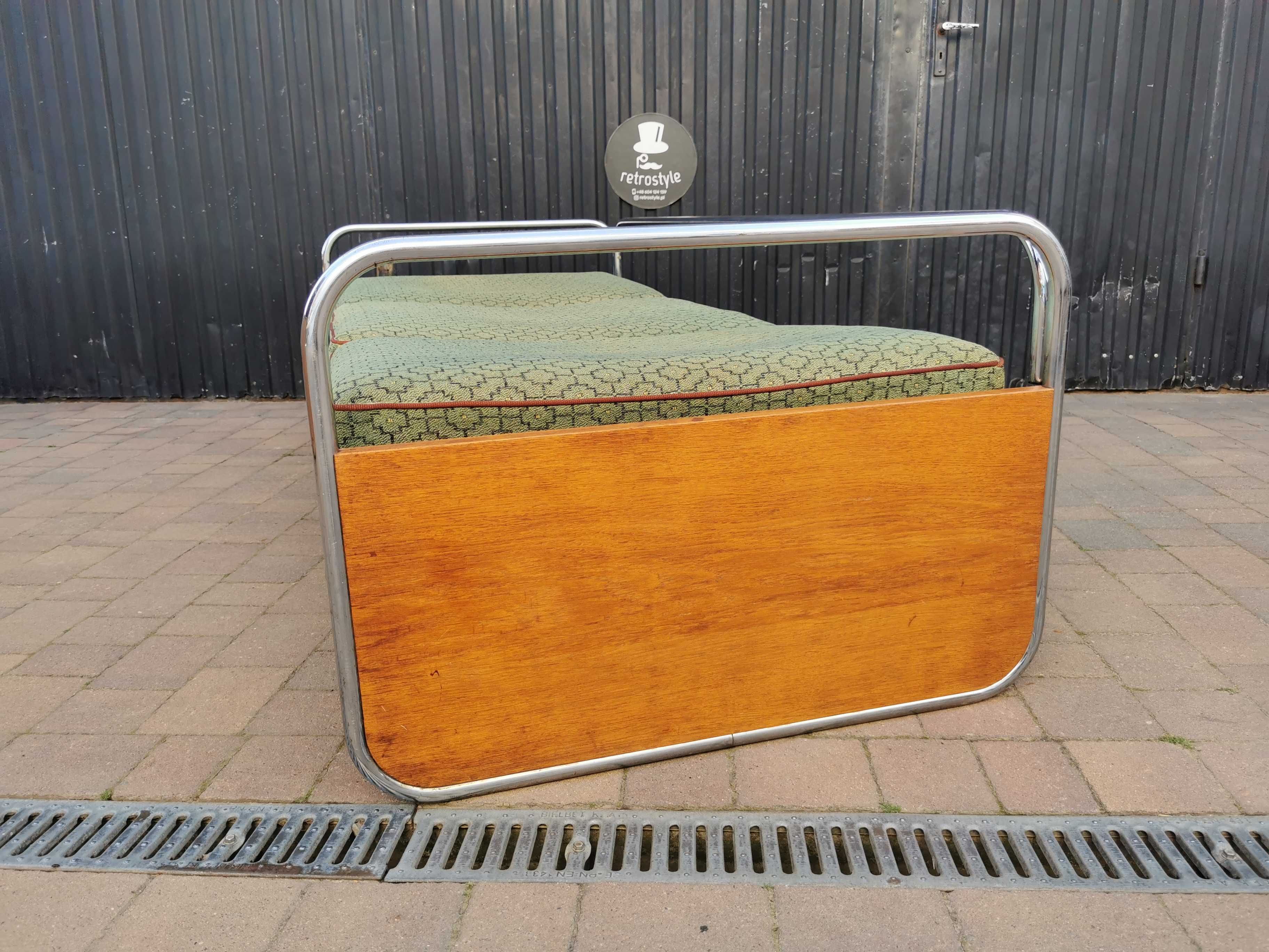 Sofa chrom proj. Hynek Gottwald/ KOVONA Czechosłowacja '40-60, Bauhaus