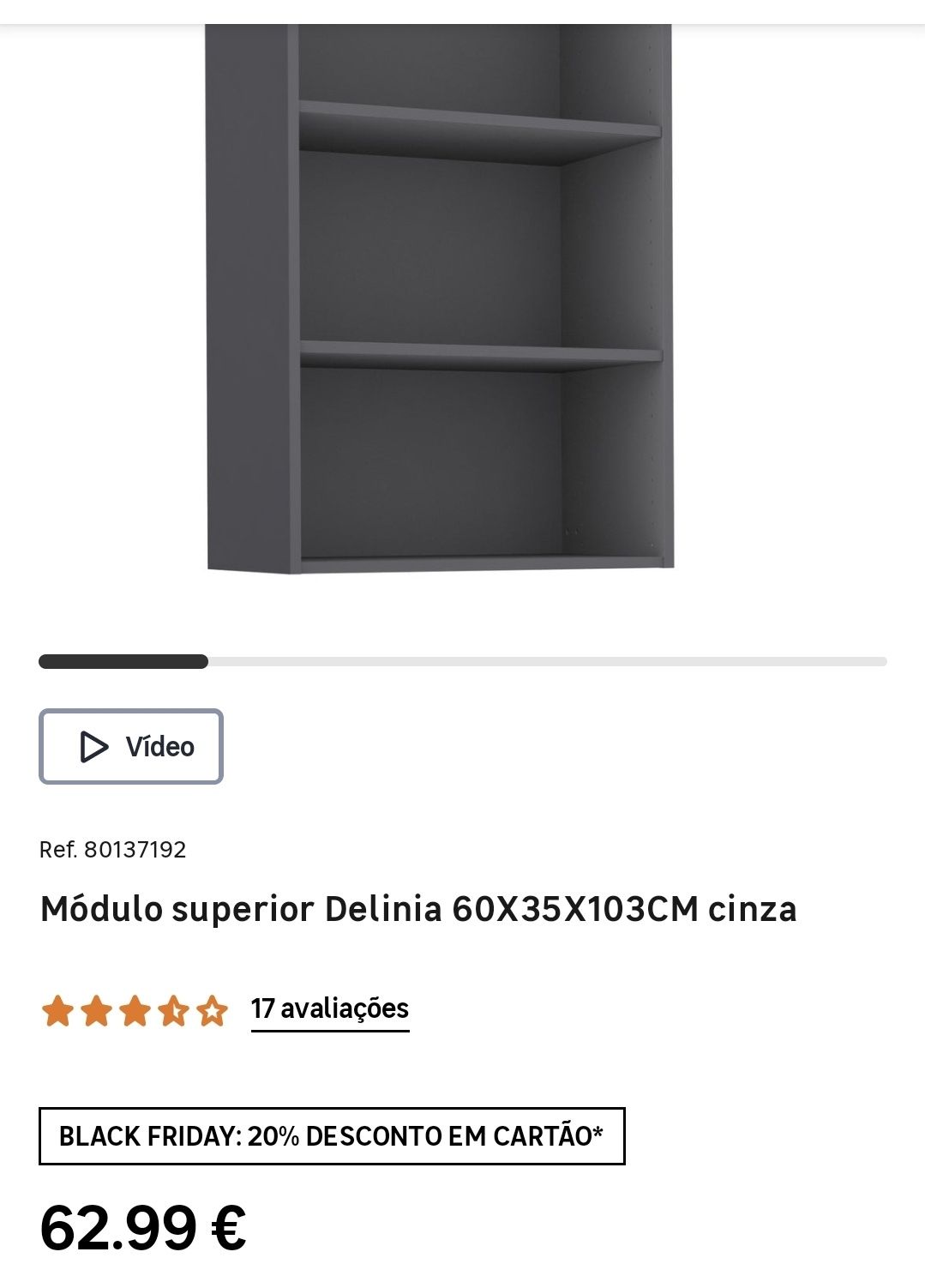 Módulo superior delinia 60x35x103 cinza