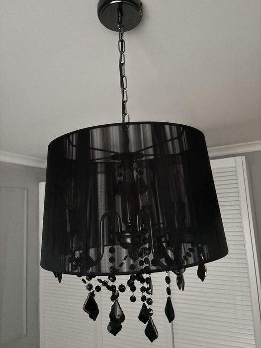 Żyrandol lampa wiszaca glamour czarna krysztaly light prestige mona