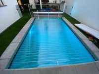Cobertura de Segurança piscinas modelo Aero laminas azuis de 7x4m
