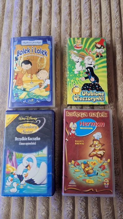 VHS Kasety Bajki Bolek i Lolek, Brzydkie kaczątko, Krecik ZESTAW 4szt.