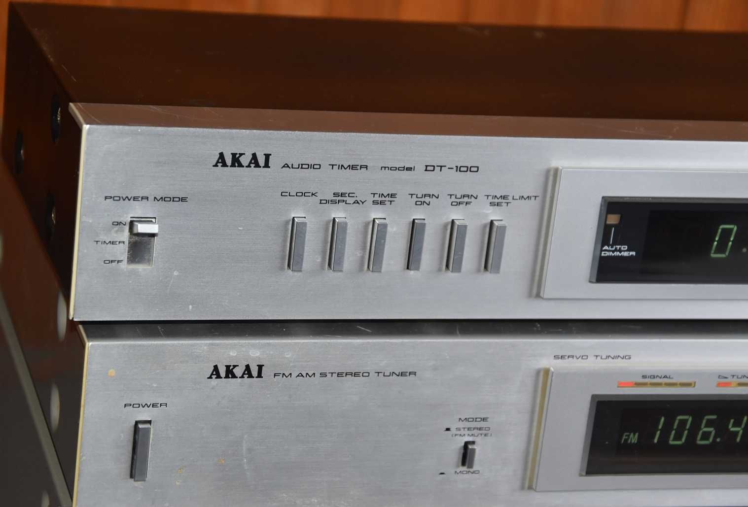 Vintage Zestaw Stereo AKAI AT-K03 AM-U03 DT-100 Wieża Japan