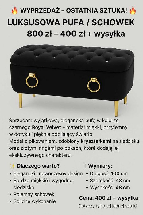 pufa owalna  glamour ze schowkiem