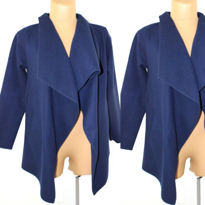 damski krótki płaszczyk bez zapięcia granatowy narzutka 38/40 M/L