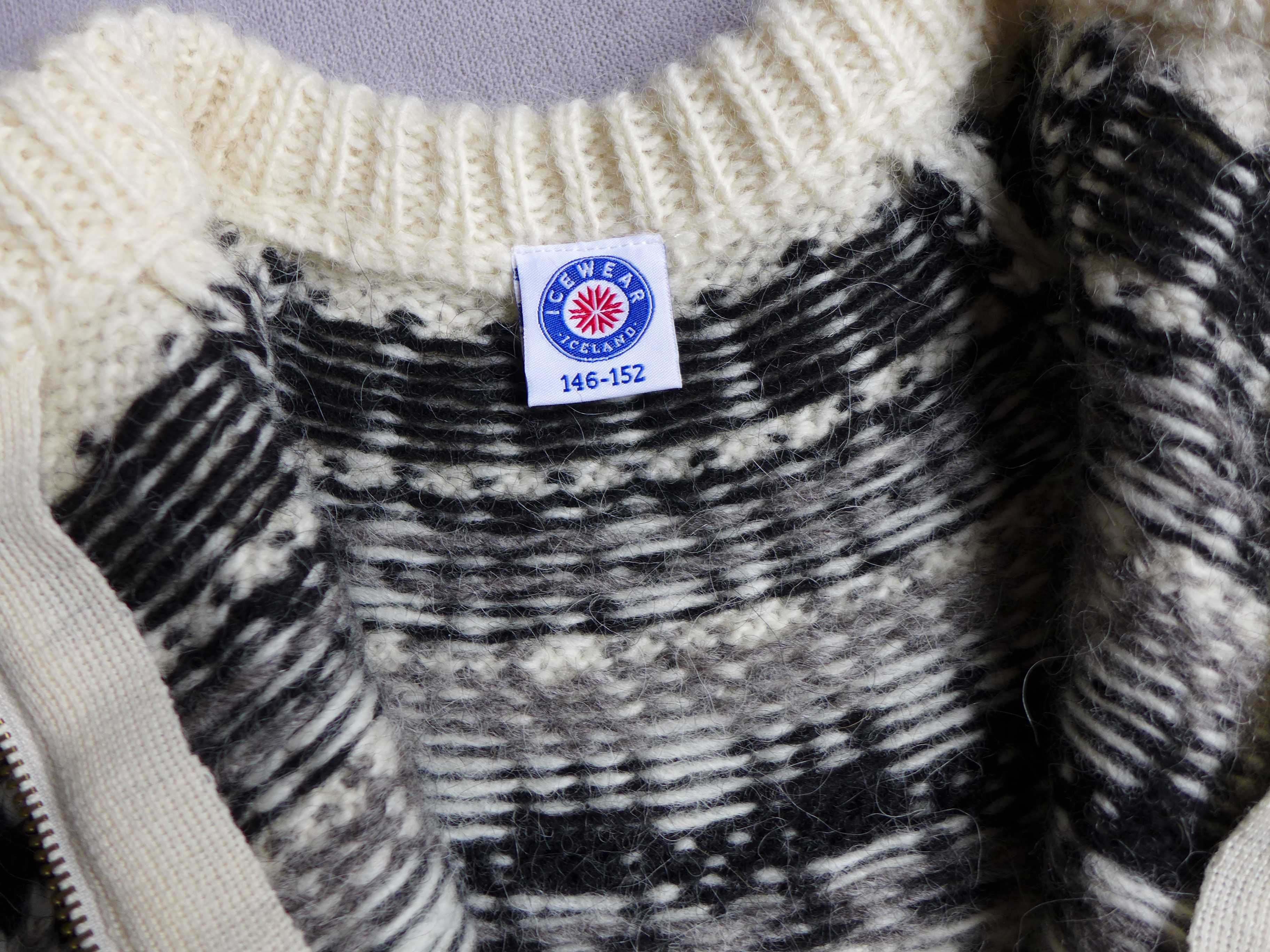 ISLANDZKI SWETER rozpinany autentyk ISLANDIA wełna islandzka 146 - 152