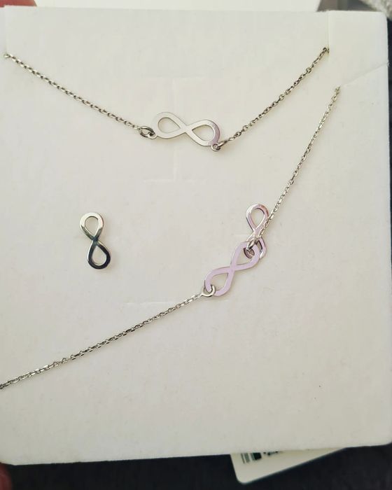 Biżuteria Srebrny komplet briju kolczyki bransoletka łańcuszek znak ni