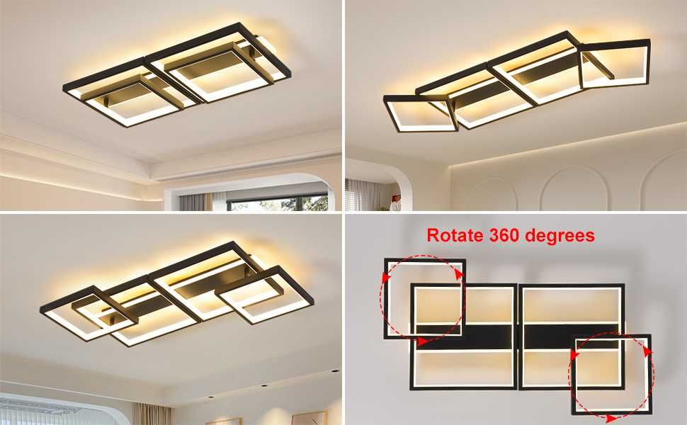 Lampa Sufitowa Led Smart z pilotem i aplikacja. Czarna/Biała