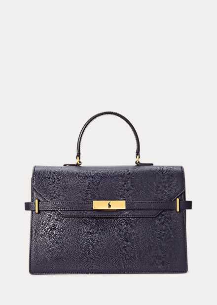 Сумка Polo ID Leather Satchel Polo Ralph Lauren Темно Синяя