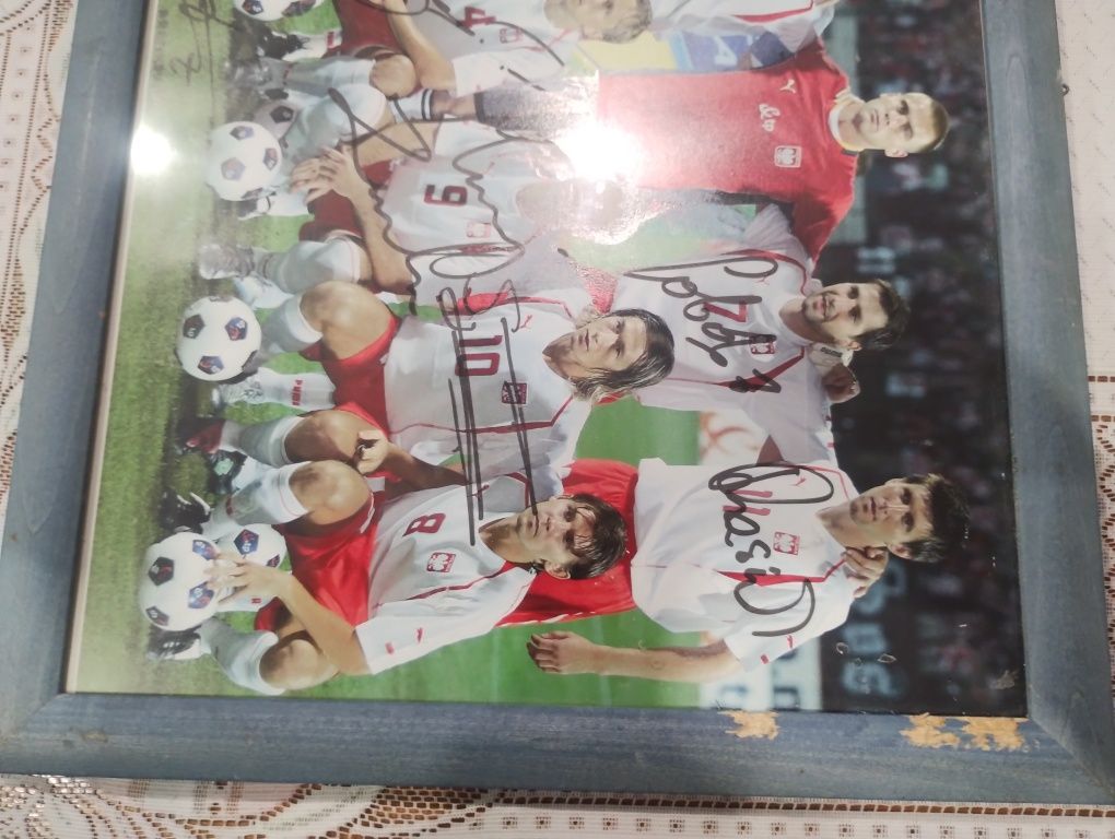Plakat reprezentacji Polski z oryginalnymi autografami